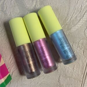 Made By Mitchell Foil Film Liquid Shimmer Eyeshadow Set Trio & Brush Bundle